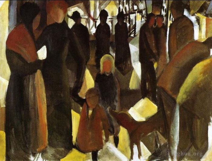 August Macke Oil Painting - Leave Taking Abschied