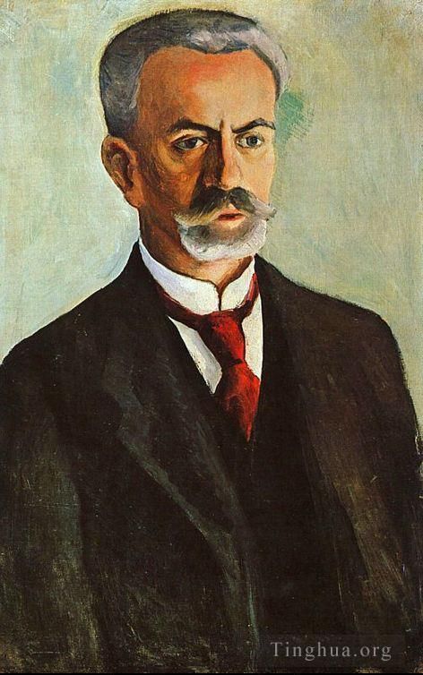 August Macke Oil Painting - Portrait of Bernhard Koehle