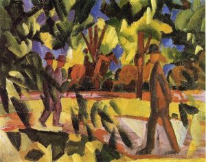 Artist August Macke's Work - Riders and Strollers in the Avenue