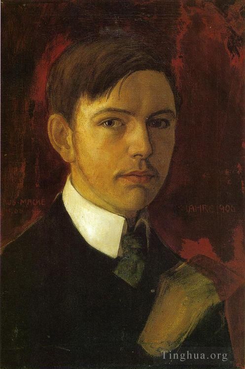 August Macke Oil Painting - Self Portrait
