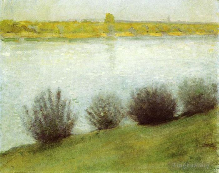 August Macke Oil Painting - The Rhine near Herzel