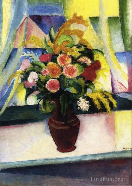 August Macke Oil Painting - Title Unknown flower