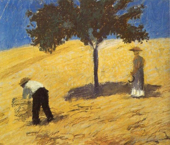 August Macke Oil Painting - Tree In The Grain Field