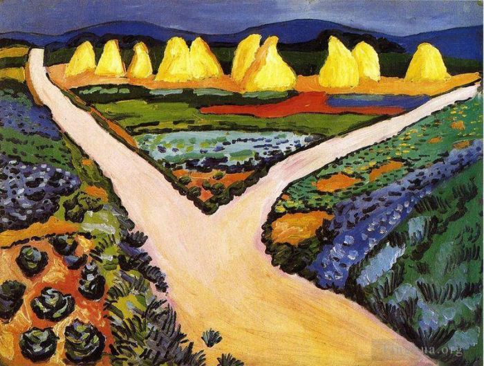 August Macke Oil Painting - Vegetable Fields