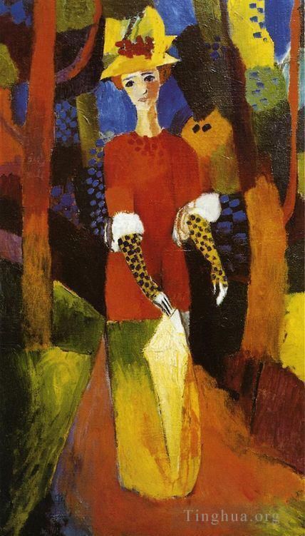 August Macke Oil Painting - Woman in Park