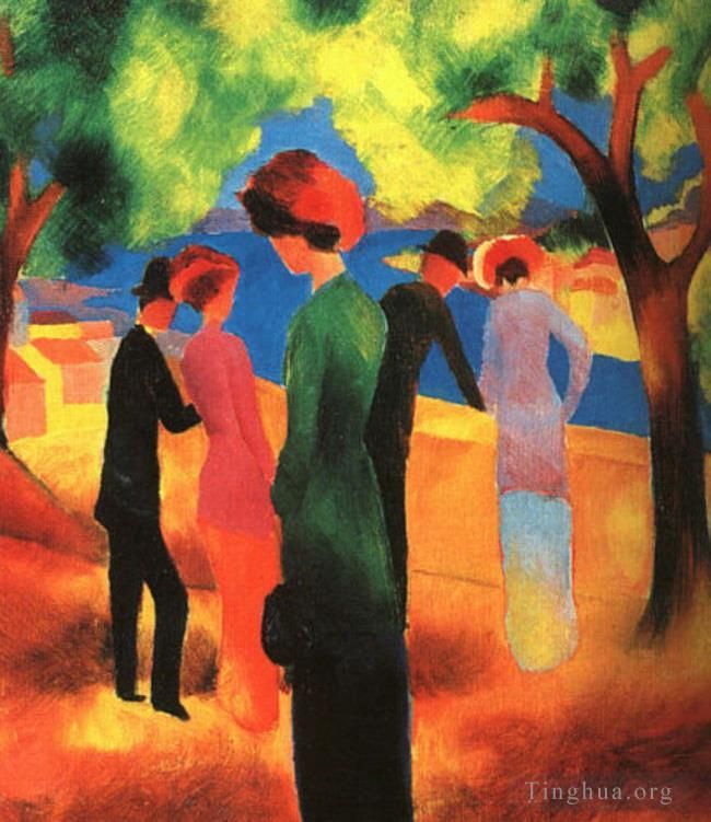 August Macke Oil Painting - Woman in a Green Jacket