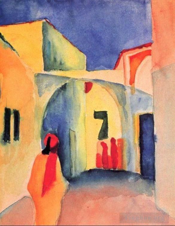 August Macke Various Paintings - A Street
