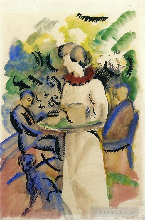 August Macke Various Paintings - Afternoon in the Garden