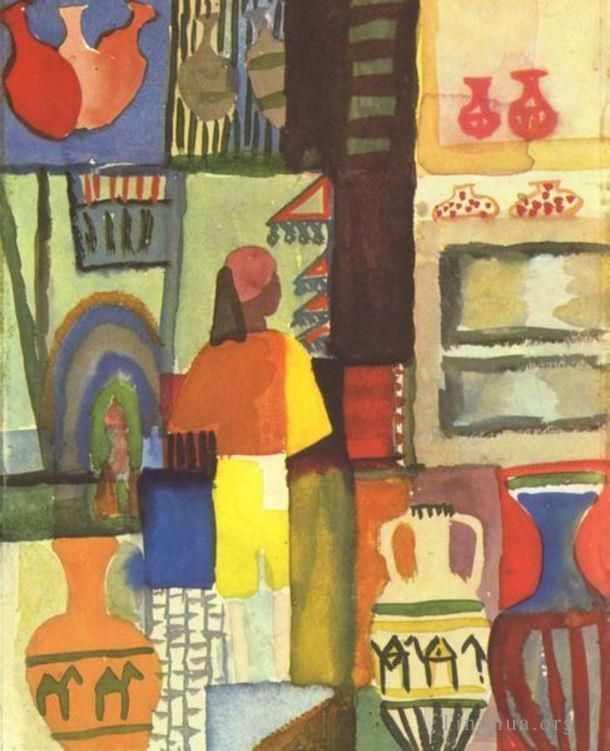 August Macke Various Paintings - Dealer With Pitchers