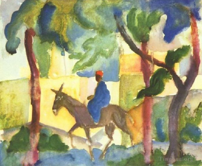 August Macke Various Paintings - Donkey Horse man