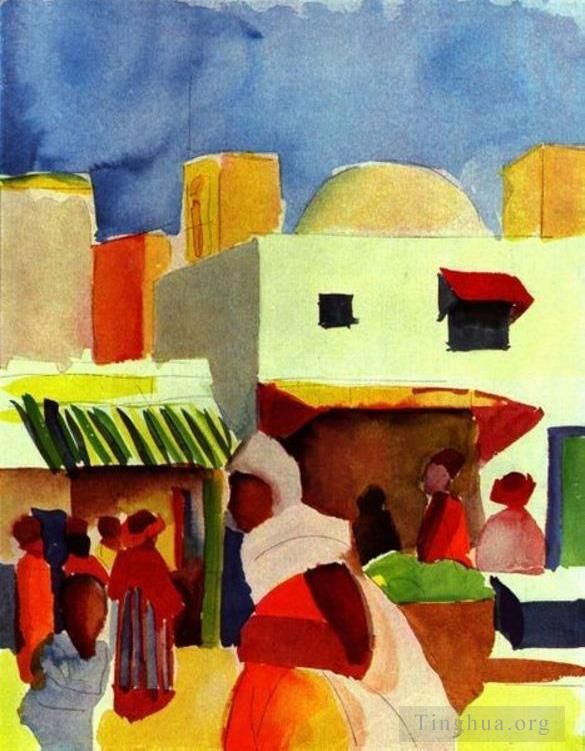 August Macke Various Paintings - Market In Algier