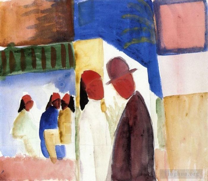 August Macke Various Paintings - On the Street