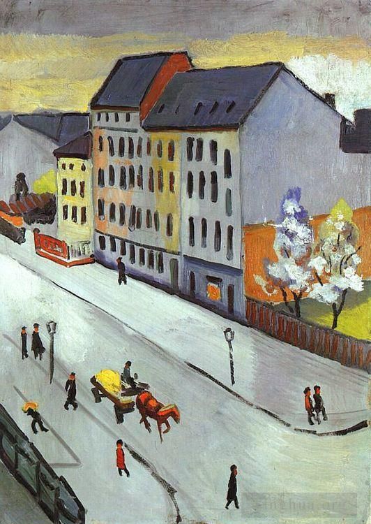 August Macke Various Paintings - Our Street in Gray Unsere Strassein Grau