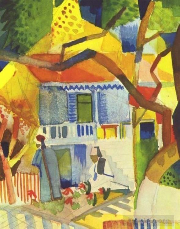 August Macke Various Paintings - Patio Of The Country House In St Germain
