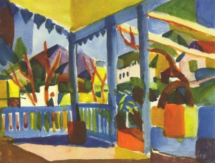 August Macke Various Paintings - Terrace Of The Country House In St Germain