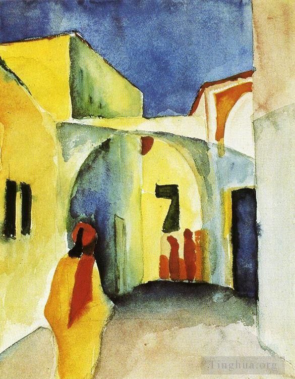 August Macke Various Paintings - View of an Alley