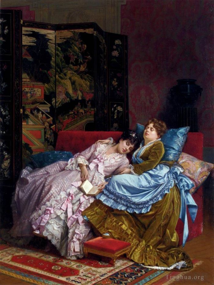 Auguste Toulmouche Oil Painting - An Afternoon Idyll