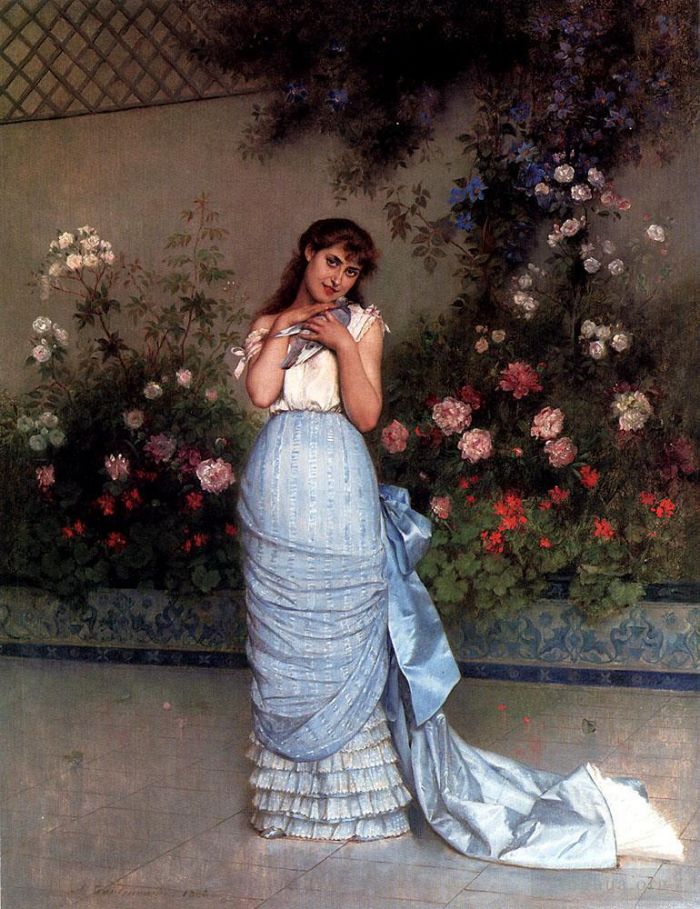 Auguste Toulmouche Oil Painting - An Elegant Beauty