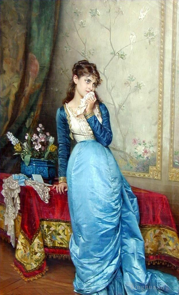 Auguste Toulmouche Oil Painting - August The Letter