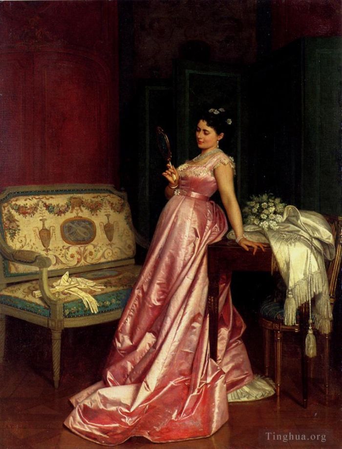 Auguste Toulmouche Oil Painting - The Admiring Glance