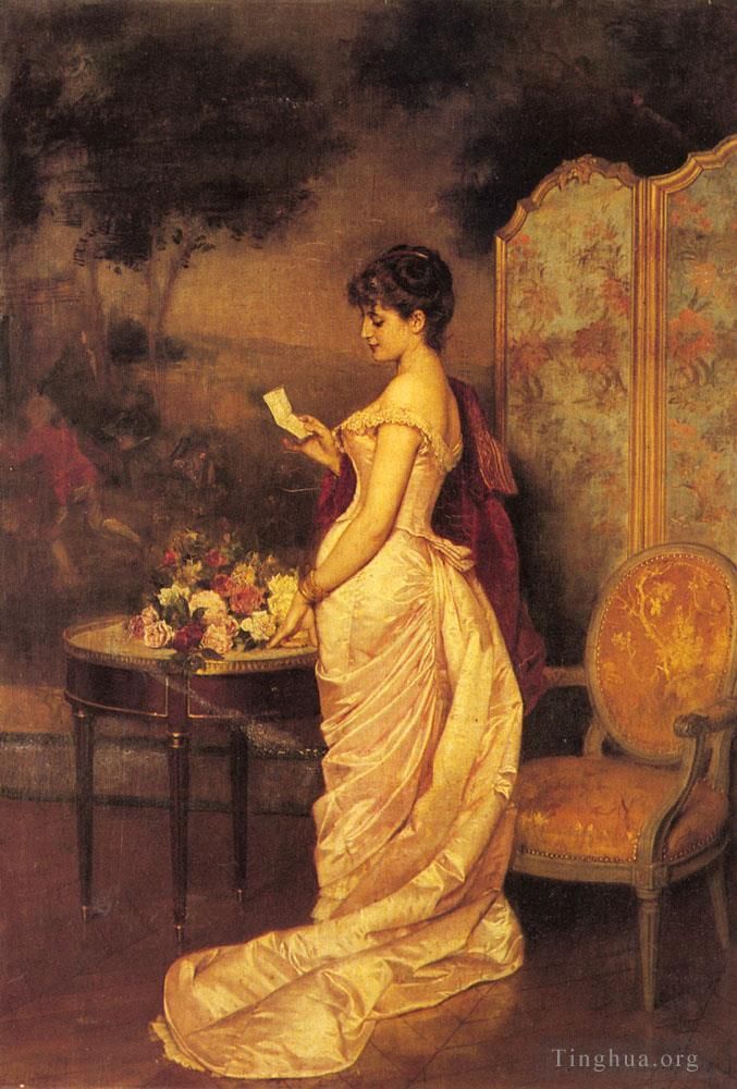 Auguste Toulmouche Oil Painting - The Love Letter