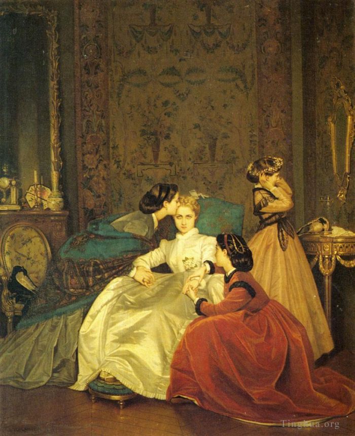 Auguste Toulmouche Oil Painting - The Reluctant Bride