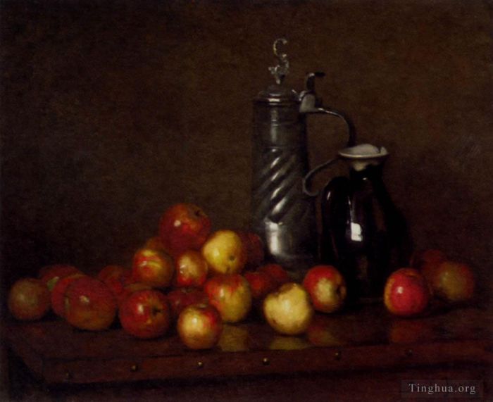 Bail Claude Joseph Oil Painting - Apples With A Tankard And Jug still lifes