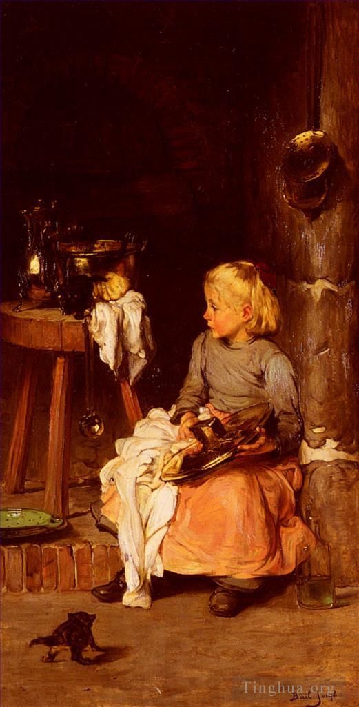 Bail Claude Joseph Oil Painting - La Petite Fille Au Chaudron