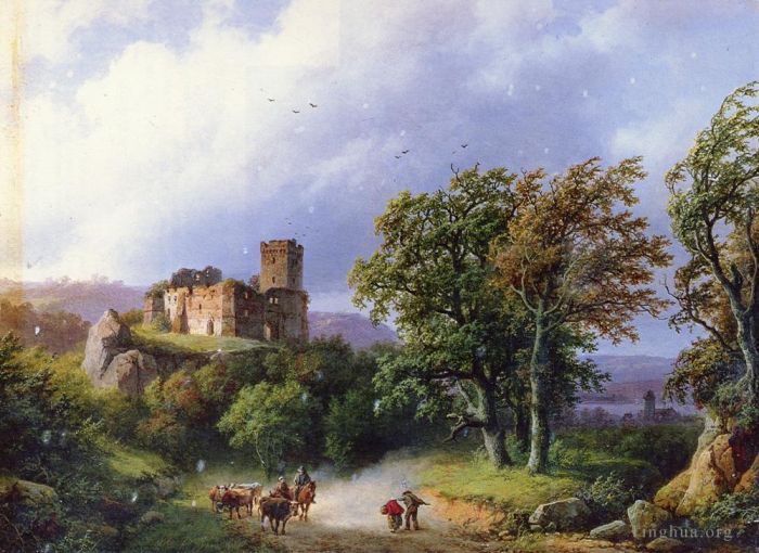 Barend Cornelis Koekkoek Oil Painting - Dutch 180to 186The Ruined Castle