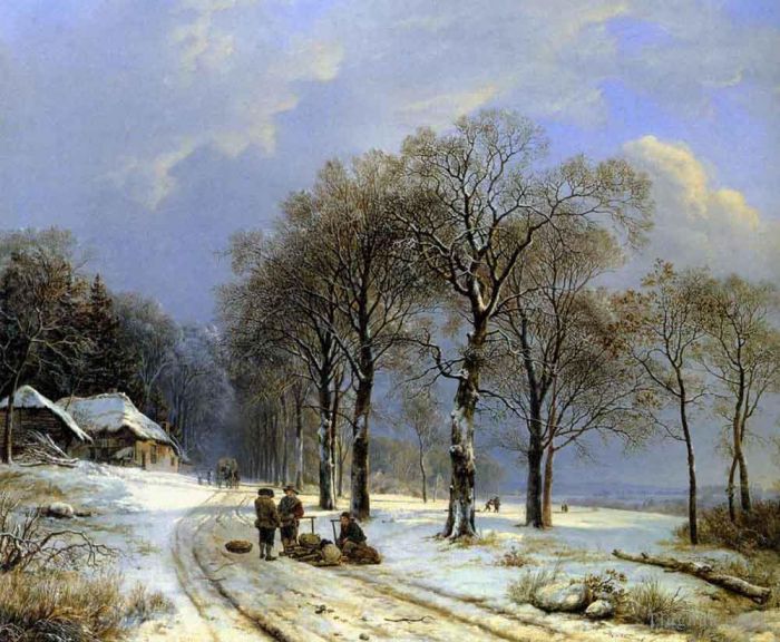 Barend Cornelis Koekkoek Oil Painting - Winter Landscape