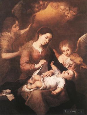 Artist Bartolome Esteban Murillo's Work - Mary and Child with Angels Playing Music