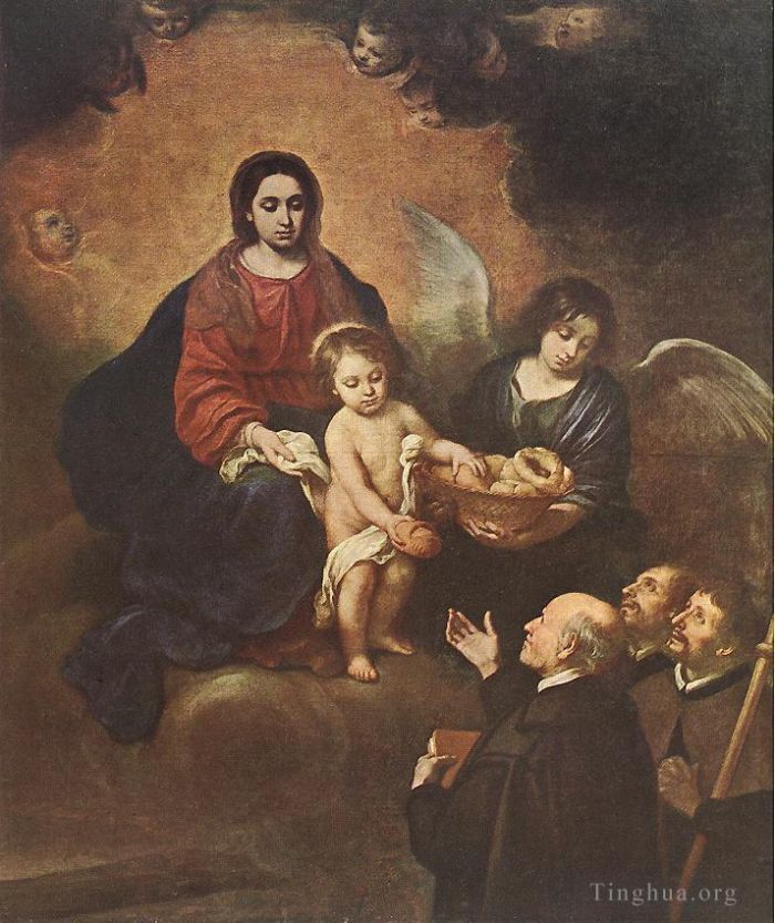 Bartolome Esteban Murillo Oil Painting - The Infant Jesus Distributing Bread to Pilgrims