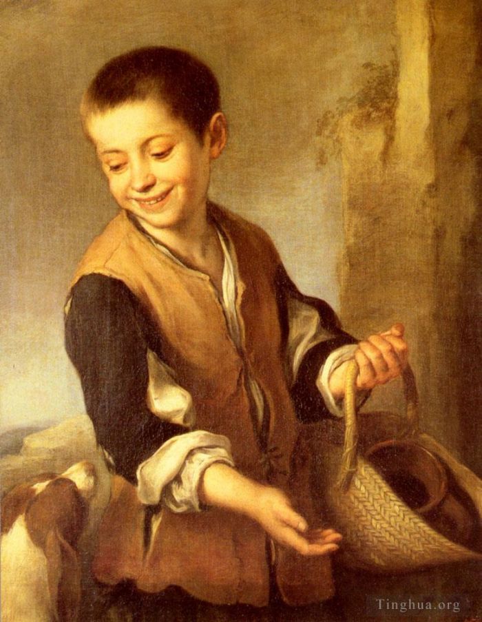 Bartolome Esteban Murillo Oil Painting - Urchin With A Dog And Basket