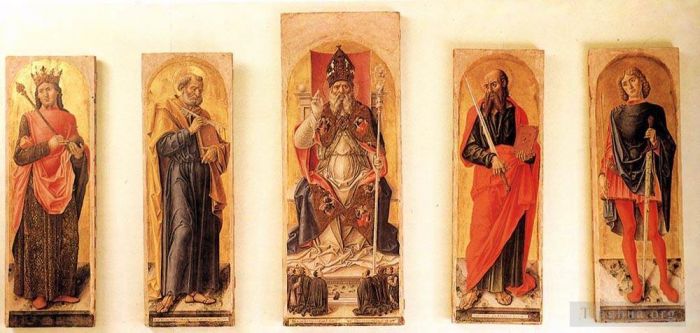 Bartolomeo Vivarini Various Paintings - St Ambrose Polyptych