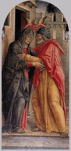 Artist Bartolomeo Vivarini's Work - The Meeting Of Anne And Joachim