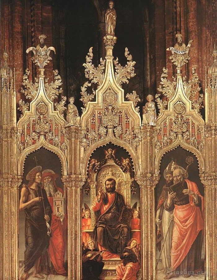 Bartolomeo Vivarini Various Paintings - Triptych Of St Mark 1474