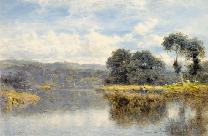 Benjamin Williams Leader Oil Painting - A Fine Day on the Thames