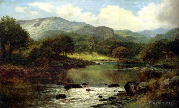 Benjamin Williams Leader Oil Painting - A Wooded River Landscape