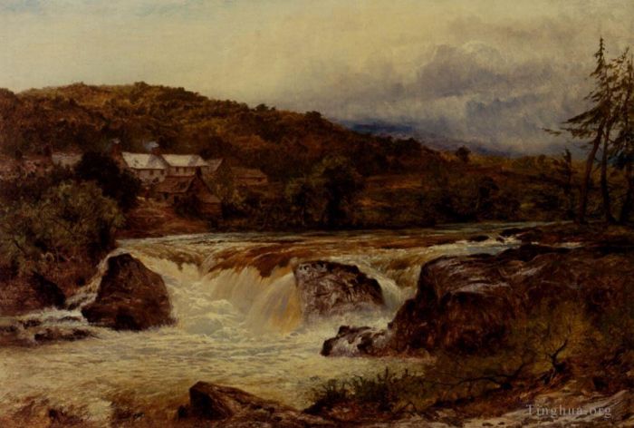 Benjamin Williams Leader Oil Painting - Near Bettws Y Coed The Junction Of The Conway And The Llugwy