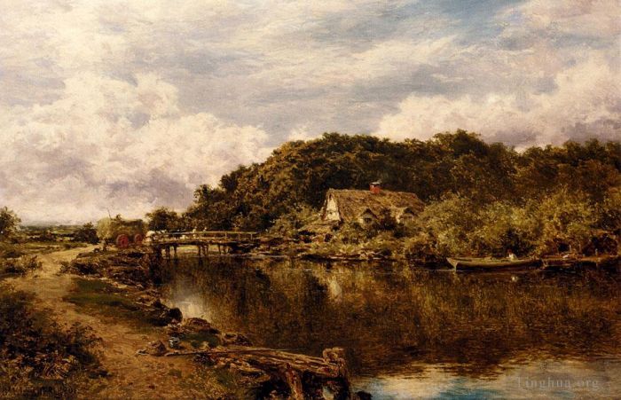 Benjamin Williams Leader Oil Painting - On The Stour Near Flatford Mill Suffolk