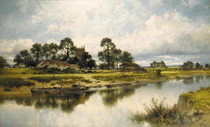 Benjamin Williams Leader Oil Painting - Severn Side Sabrinas Stream at Kempsey on the River Severn