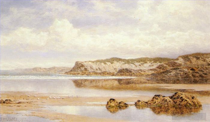 Benjamin Williams Leader Oil Painting - The Incoming Tide Porth Newquay