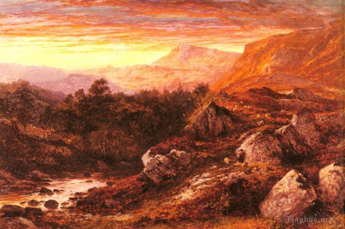 Benjamin Williams Leader Oil Painting - The Valley Of The Lleder North Wales