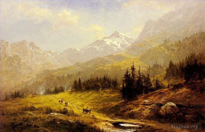 Benjamin Williams Leader Oil Painting - The Wengen Alps Morning In Switzerland