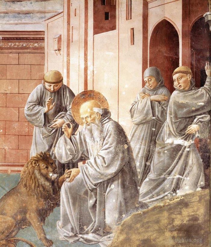 Benozzo Gozzoli Various Paintings - Jerome Pulling a Thorn from a Lions Paw