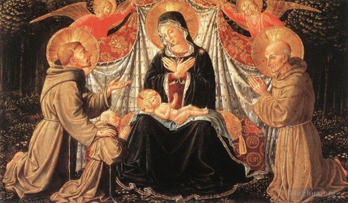 Benozzo Gozzoli Various Paintings - Madonna and Child with Sts Francis and Bernardine and Fra Jacopo