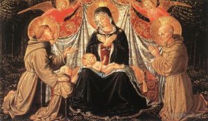 Artist Benozzo Gozzoli's Work - Madonna and Child with Sts Francis and Bernardine and Fra Jacopo