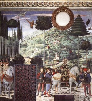 Artist Benozzo Gozzoli's Work - Procession of the Middle King south wall