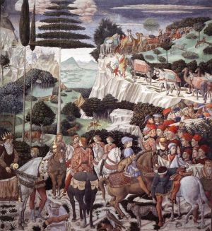 Artist Benozzo Gozzoli's Work - Procession of the Oldest King west wall