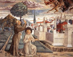 Artist Benozzo Gozzoli's Work - Scenes from the Life of St Francis Scene 6north wall